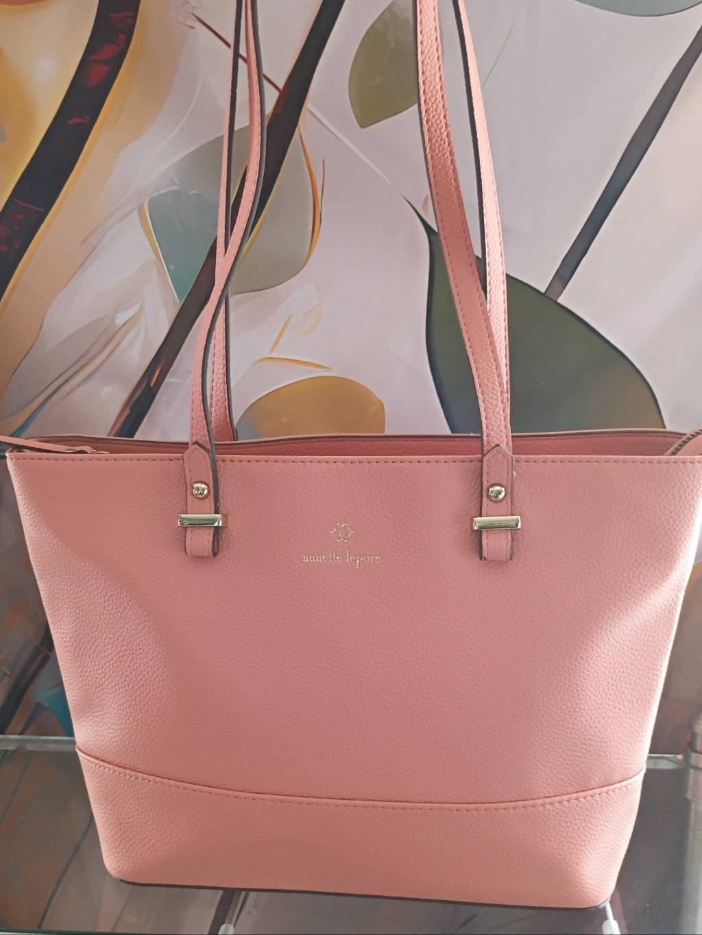 Nanette Lepore Blush Pink Pebbled Tote With Gold Hardware